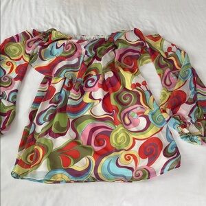 Judith March Vibrant Swirl Off-Shoulder Blouse